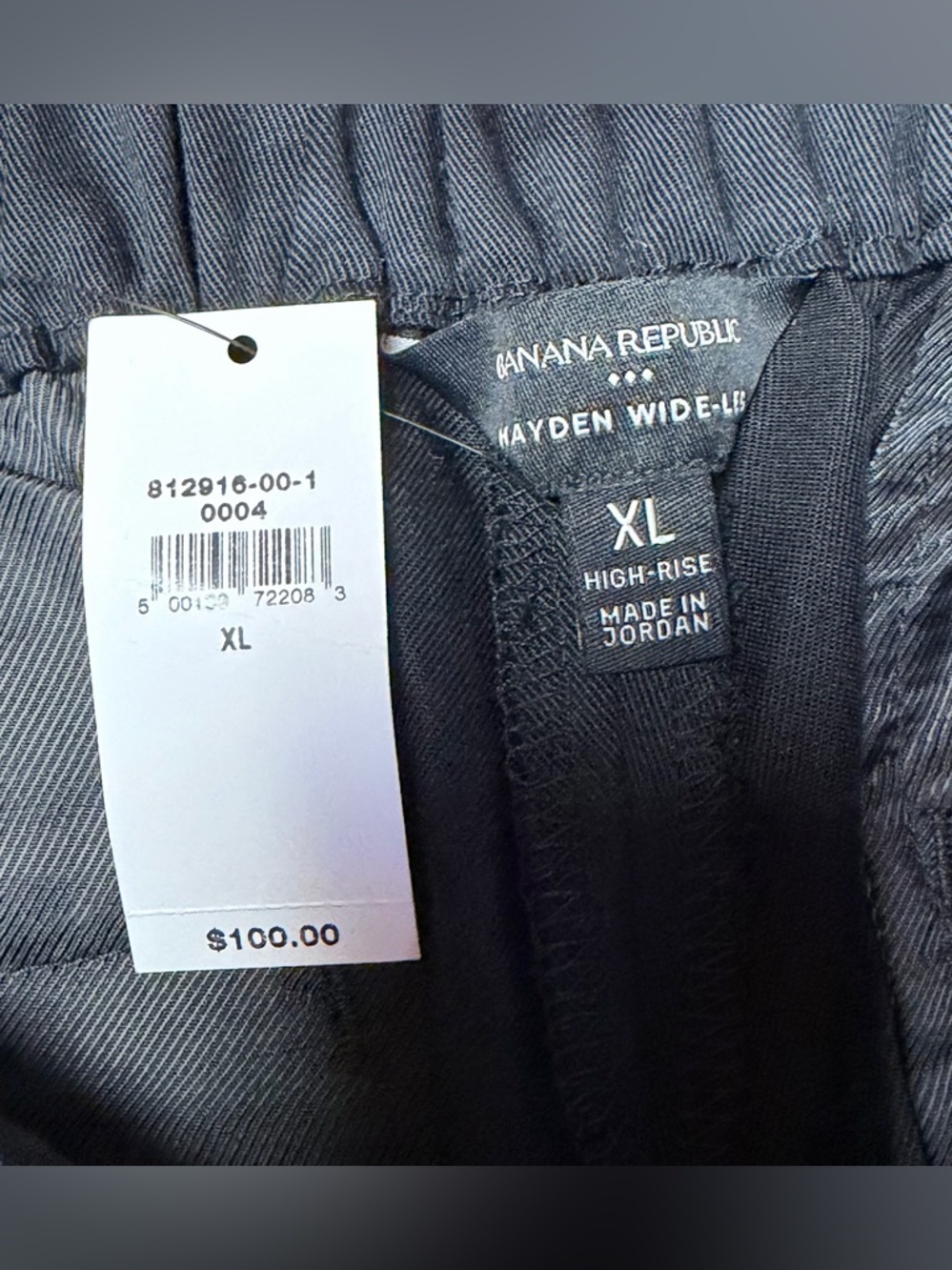 NEW Banana Republic $100 Hayden Wide-Leg High Rise Pull-On Pant Black Sz XL - Picture 5 of 15
